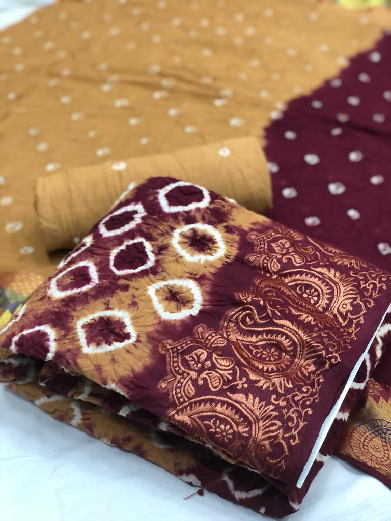 Satin Bandhej 1 Latest Printed Casual Wear Cotton Dress Materiel Collection